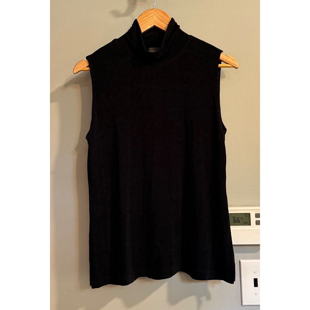 Chico's Travelers Tank Top Women 1 Black Sleeveless Mock Neck Stretch 4776